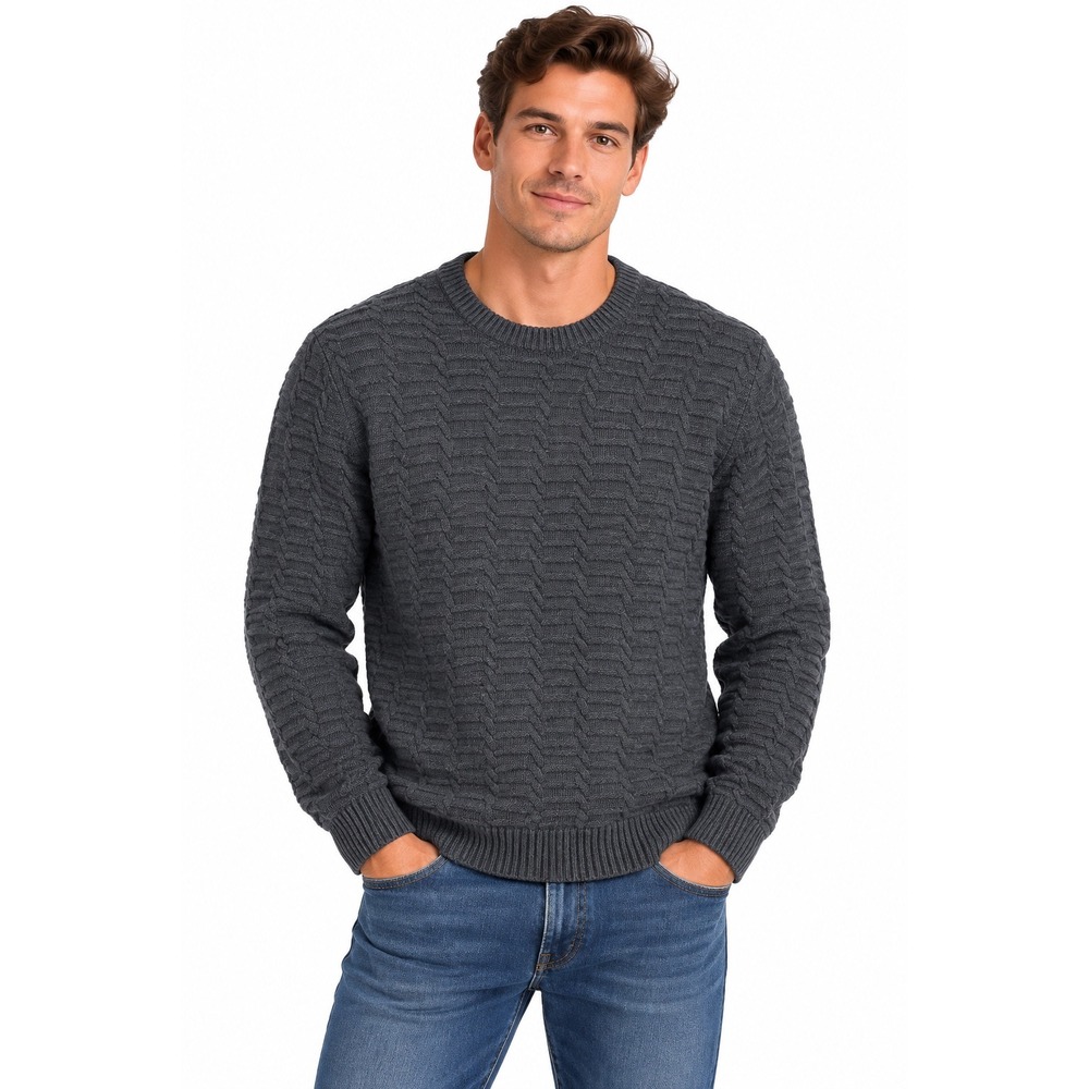 Abercrombie & Fitch Mens Small Charcoal Grey Textured Knit Crewneck Sweater